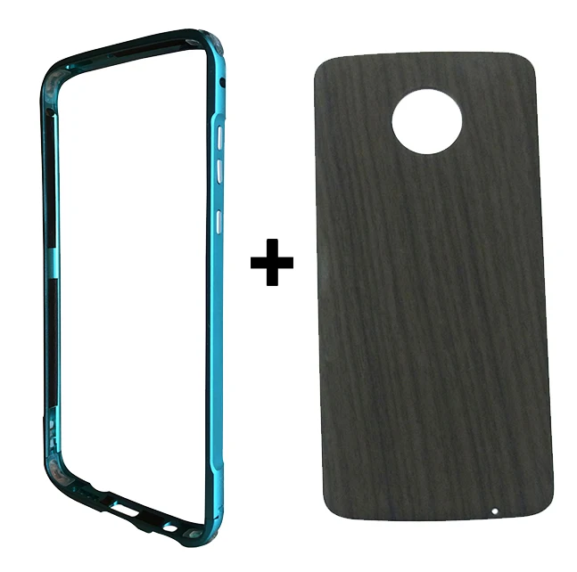 Бампер для moto rola moto Z4 совместимый moto Mods Алюминиевый металлический противоударный чехол-бампер для moto Z4 - Цвет: green and Wood grain