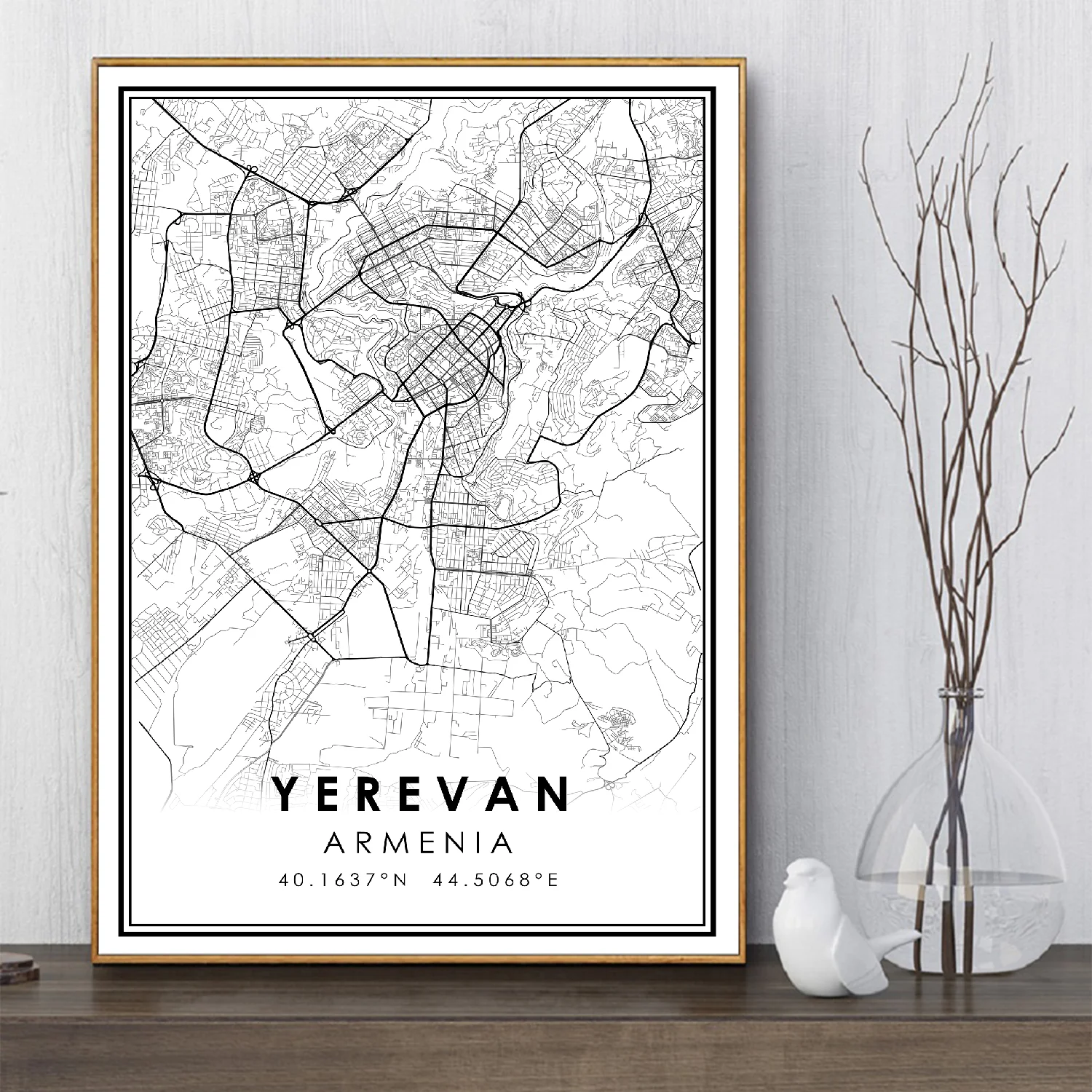 Художественный постер с изображением карты города иеревана Армении | Дом и сад