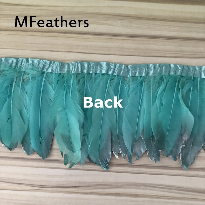 2 Yard Mint Green Dyed Goose Duck Feather Lace With Silver Tips 6-8&quot Natural Feathers ribbon Christmas Wedding Decoration Strips | Дом и