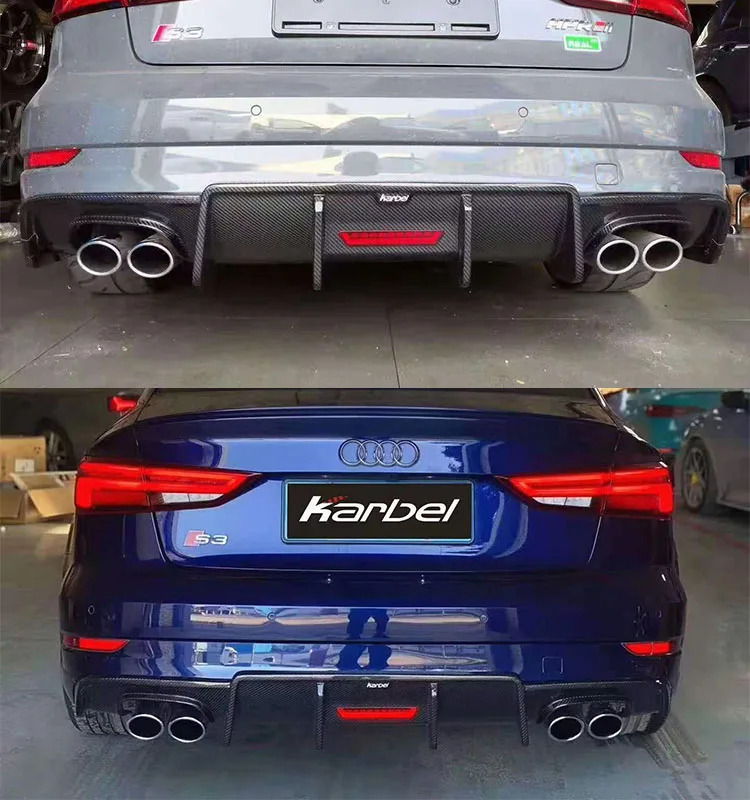 

Karbel Car Spare Parts Body Kit Carbon Fiber Rear Bumper Diffuser for Audi S3 A3 S-Line notchback 2017-2019