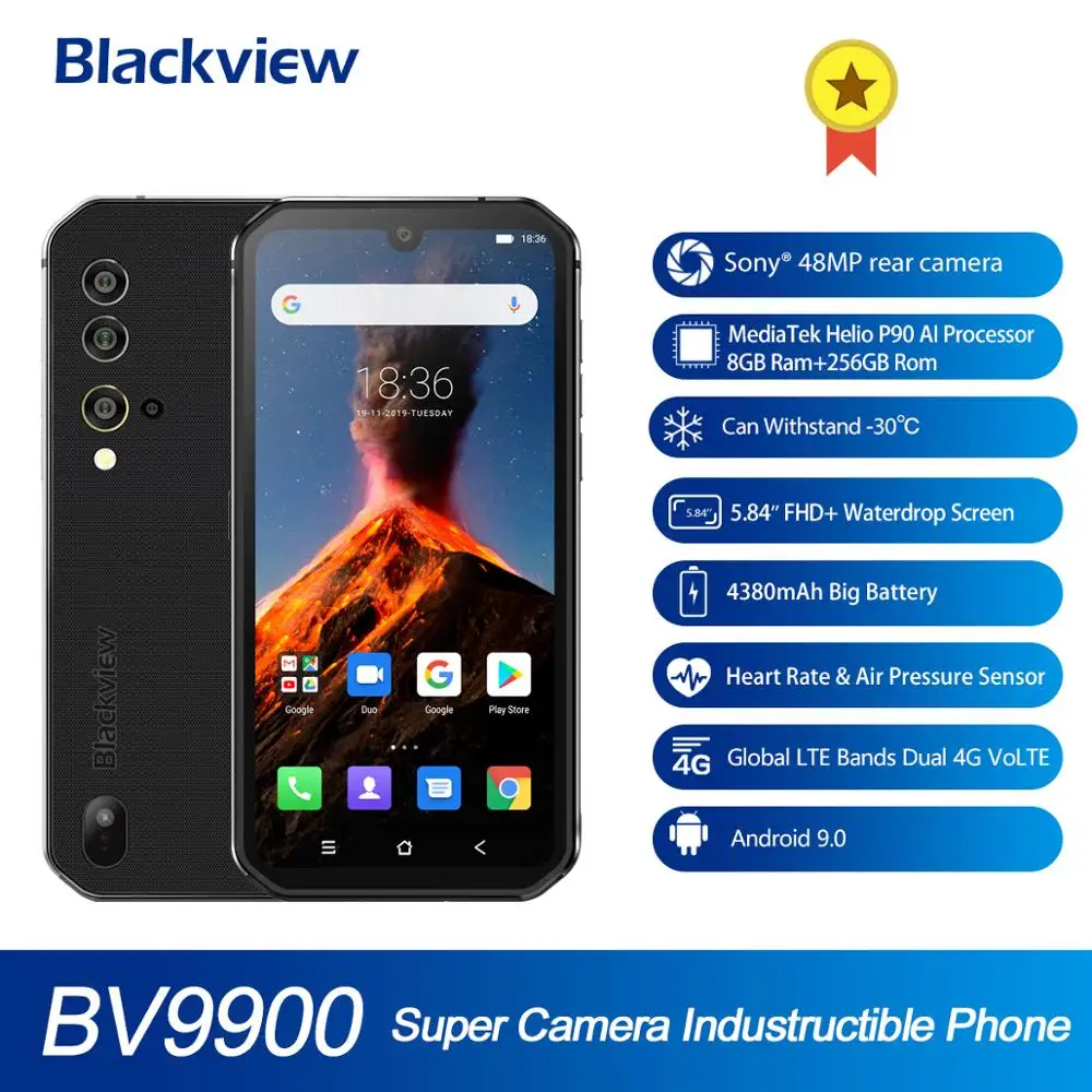 Blackview BV9900 Водонепроницаемый смартфон с восьмиядерным процессором Helio P90 ОЗУ 8 Гб