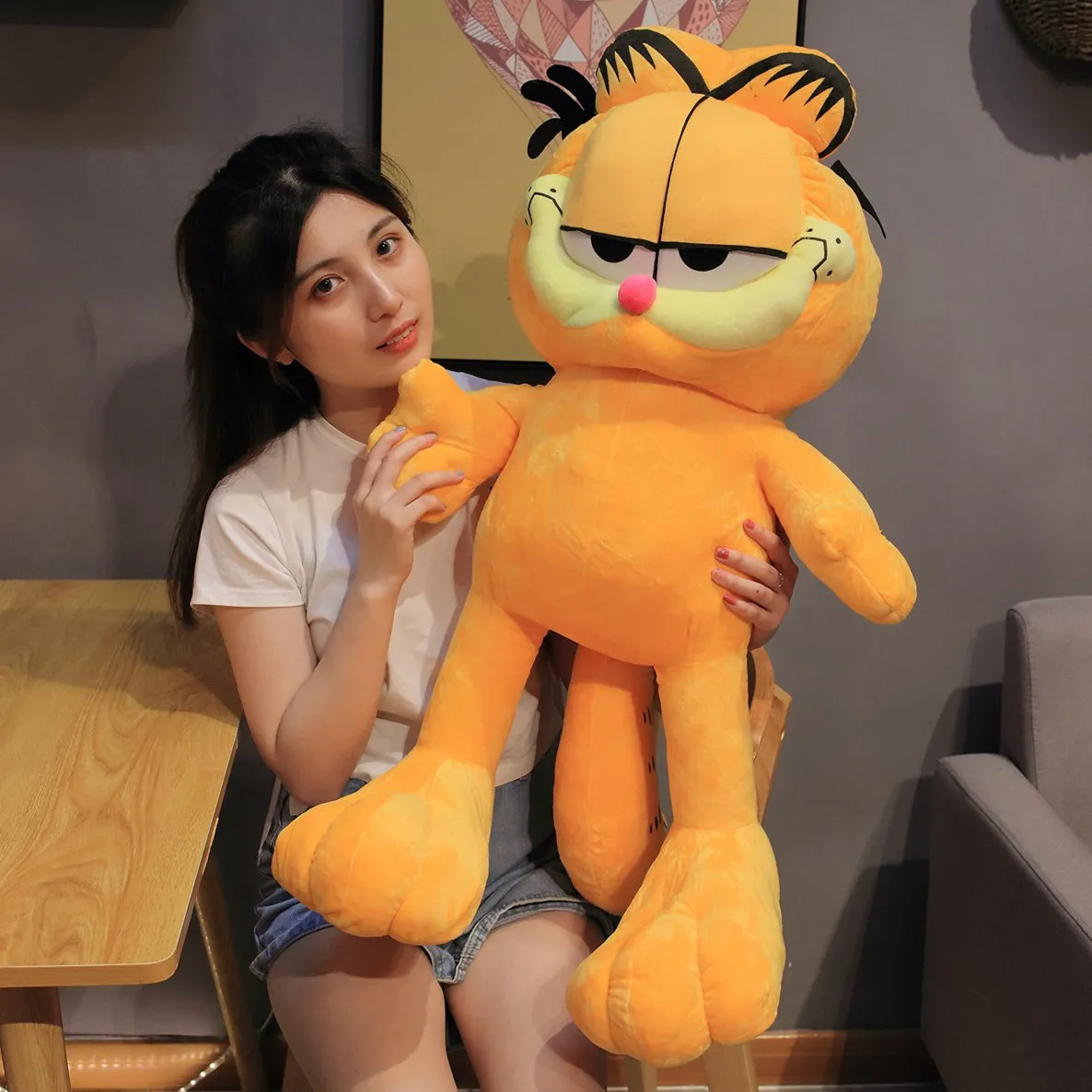 Огромная милая плюшевая игрушка в виде кота Гарфилда 80 см супермягкая мультяшная