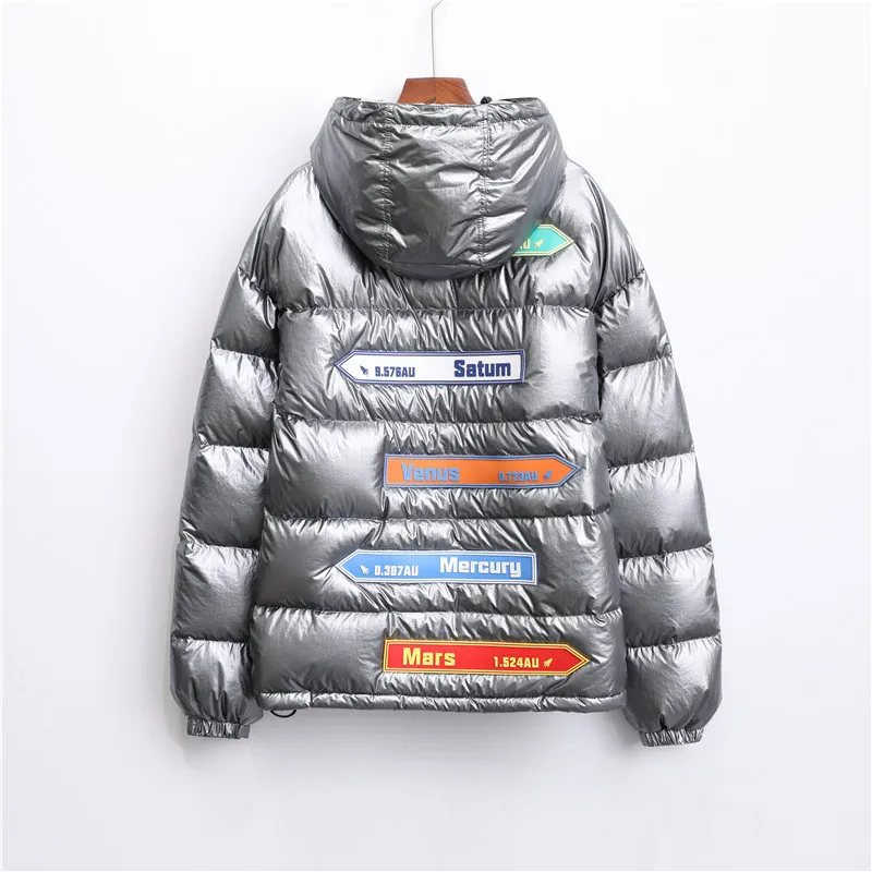 silver gray Новинка, Модный зимний женский пуховик, большой размер, 90% белый утиный пух, пальто, женская теплая парка, стоячий воротник, верхняя одежда YQ299 - Цвет: silver gray