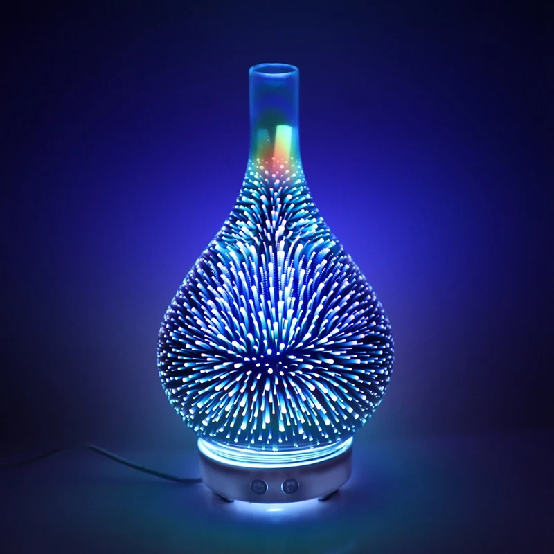 

1 Set 3D Firework Glass Vase Shape Air Humidifier with Led Night Light US Plug & 1 Set 300ML Wood Grain Air Humidifier