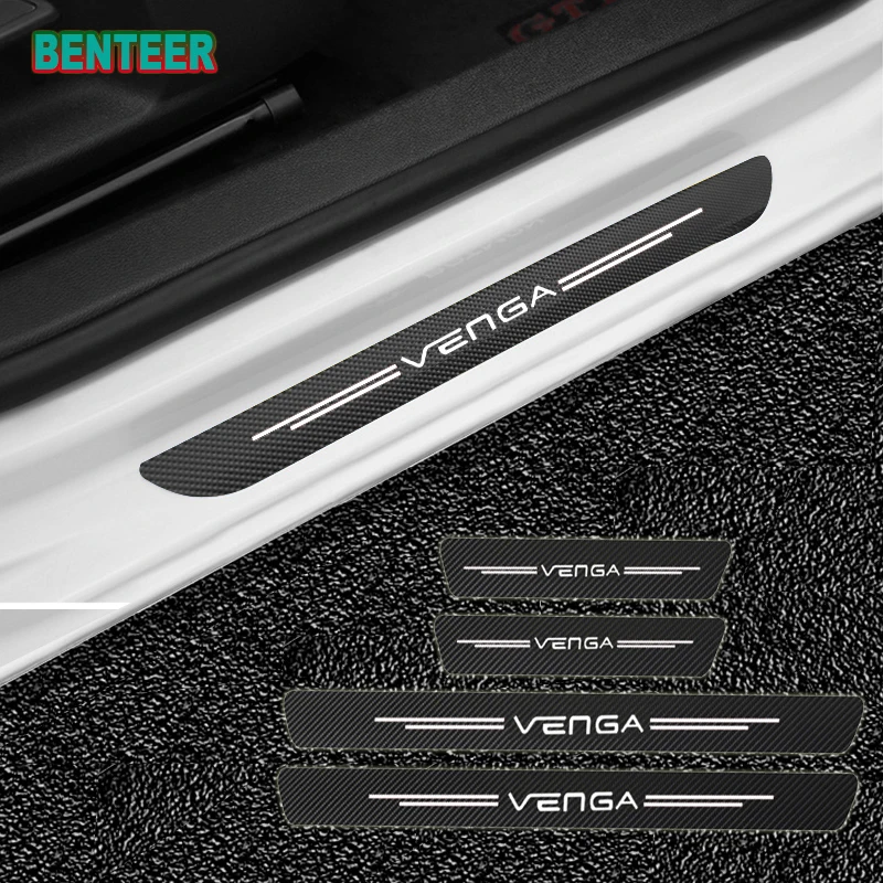 

4pcs/lot NEW Carbon Fiber Car Door Sills Protector Stickers For Kia Venga