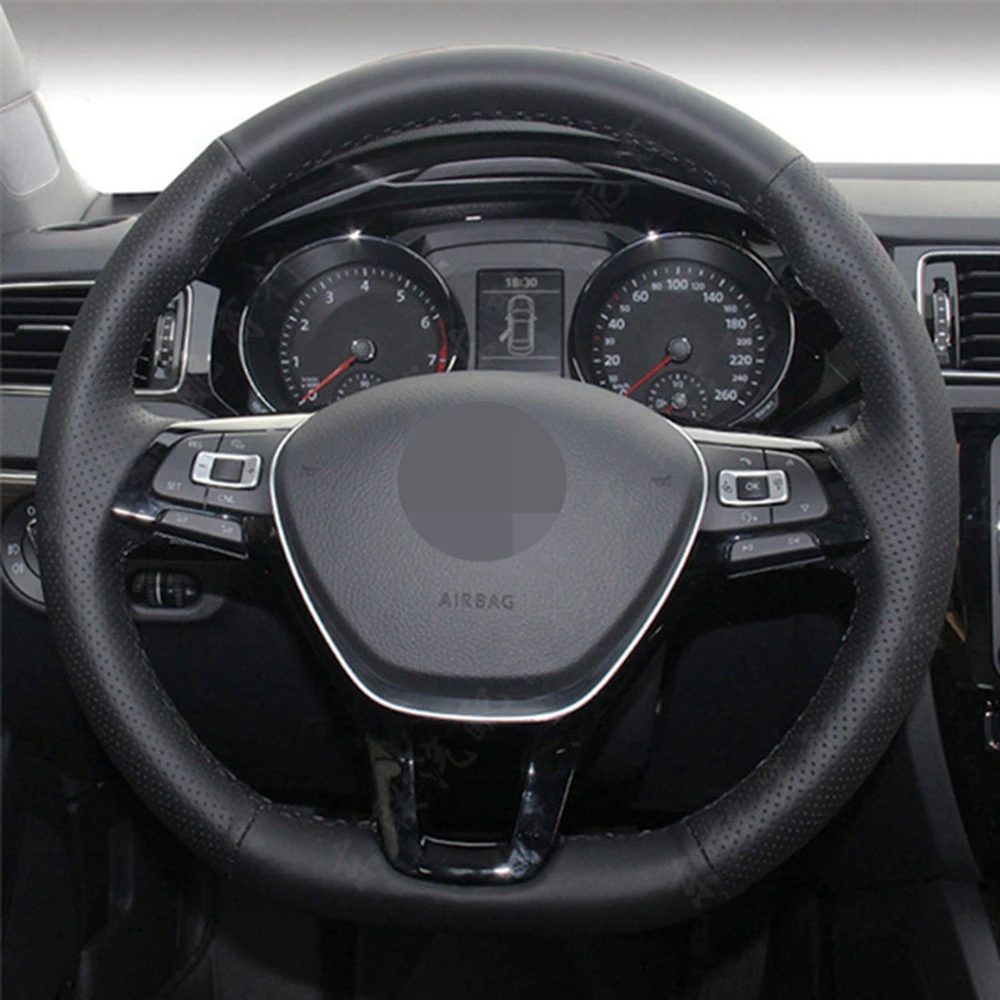 Чехол рулевого колеса автомобиля черная искусственная кожа для Volkswagen VW Golf 7 Mk7 New