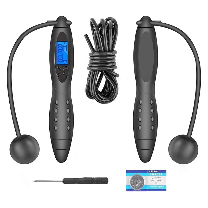 

Professional Cordless Jump Rope with Counter,Adjustable Digital Weight Calories Time Setting Skipping Rope for Men,Women