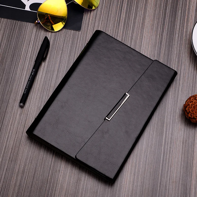 Креативный блокнот формата А5 с трехстворчатой кнопкой кожаный еженедельник