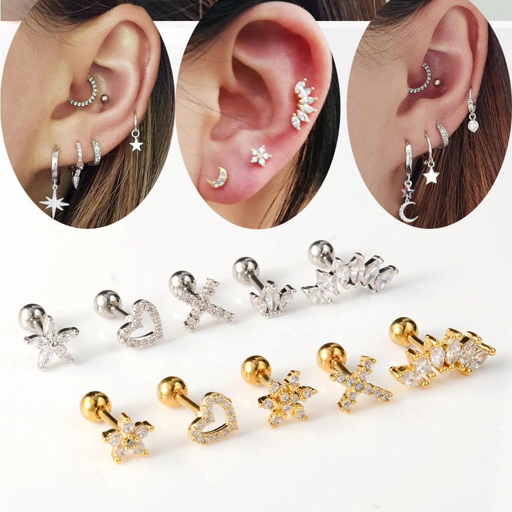 1 шт. милые маленькие серьги гвоздики в форме звезды золотого цвета для завитка
