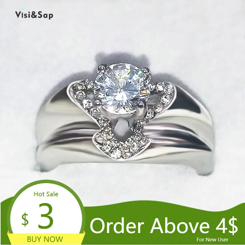 Visisap в форме сердца доставка Стразы Кольца для женщин обручальное кольцо подарки