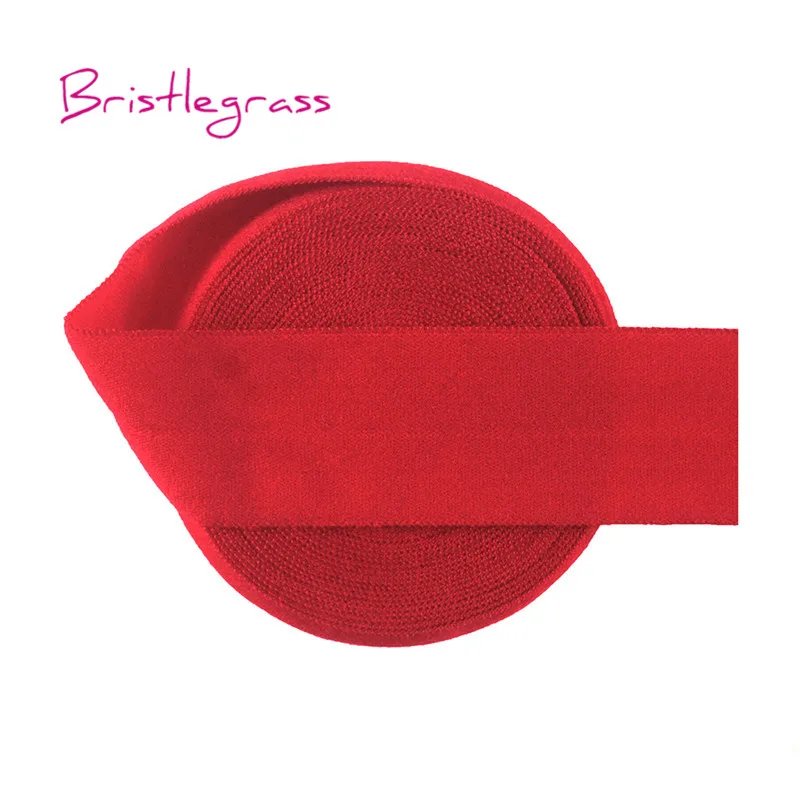 Red BRISTLEGRASS 5 Ярд " 25 мм твердые матовые не-блестящие складывающиеся эластичные враг повязка из спандекса резинки для волос платье с повязкой DIY швейная отделка - Цвет: Red