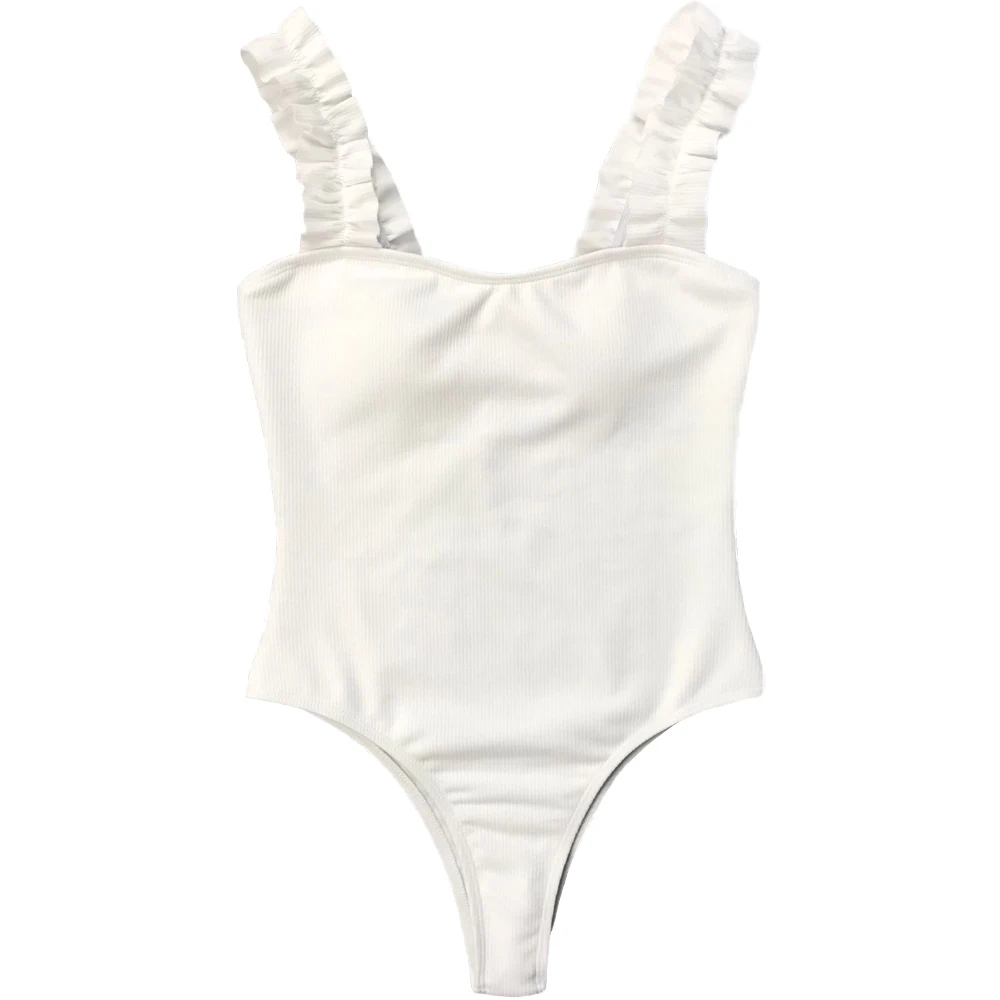 

Sexy White Swimwear Women 2019 New Arrival Padded Bra Push Up Thong Lace Straps One Piece Female Swimsuit Monokini