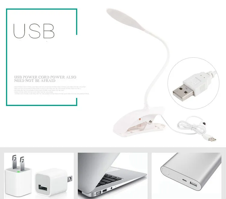 USB Led Настольная лампа с зажимом лампа настольная Гибкая защита глаз 14 светодиодов для прикроватной книги для чтения учебы офиса работы ребенка ночник