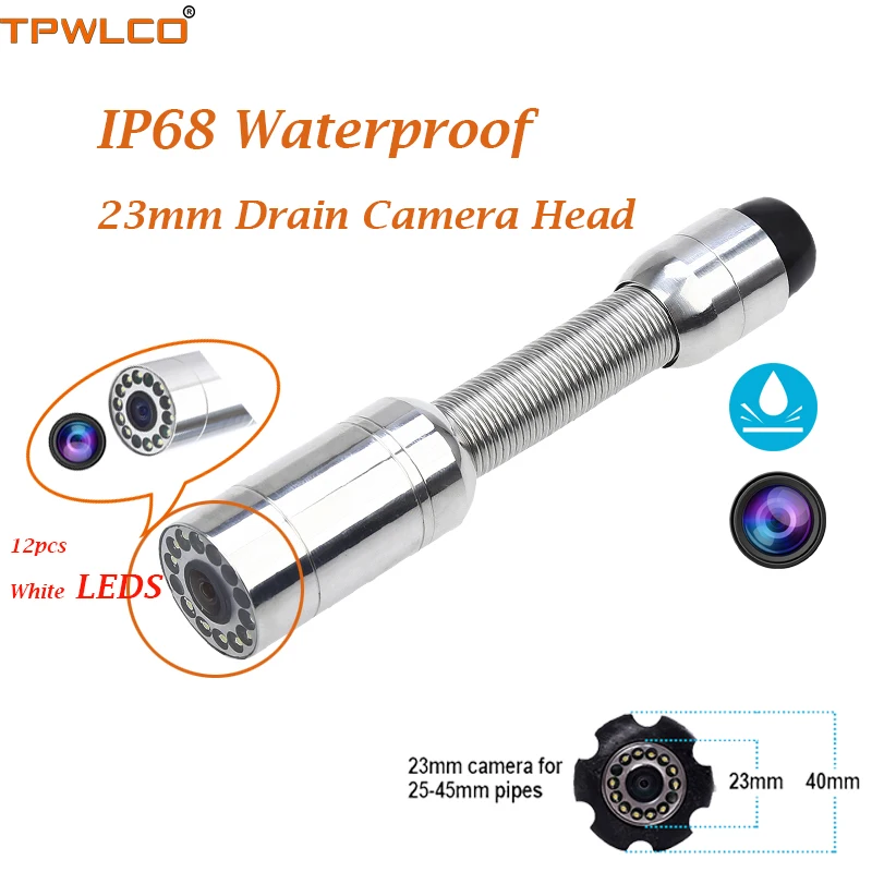 

Водостойкая водоотталкивающая Головка камеры 23 мм, IP68, используется для системы камеры для осмотра труб, с 12 регулируемыми белыми светодиод...