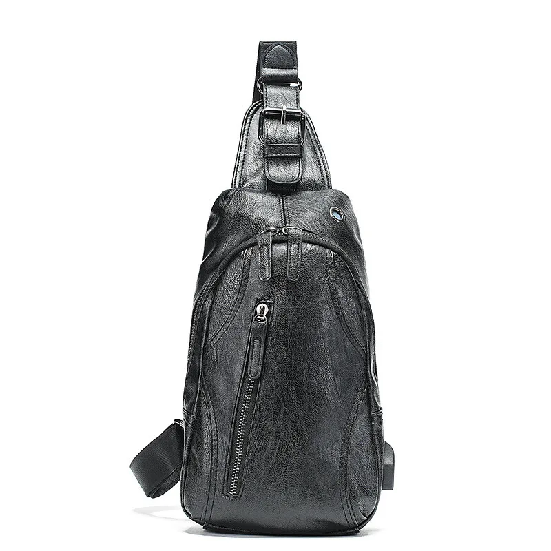 

Мужская нагрудная сумка 2022, водонепроницаемая кожаная сумка через плечо, многофункциональные сумки через плечо, однотонные черные мужские сумки-мессенджеры