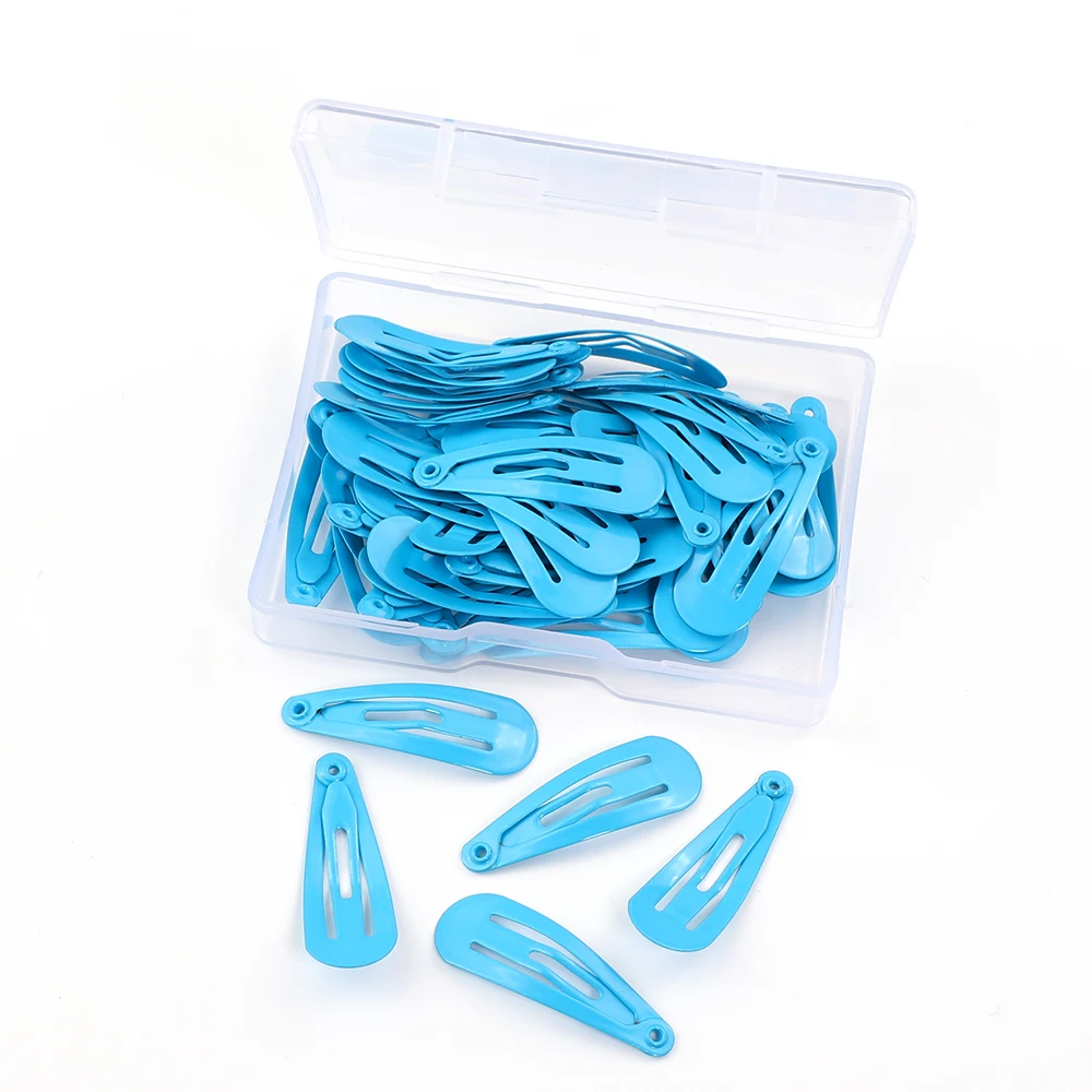 deep blue with box 50 шт. заколка для волос для детей, заколка для волос, аксессуары для волос для девочек и женщин, заколка для волос, однотонная металлическая заколка для волос 3 см - Цвет: deep blue with box