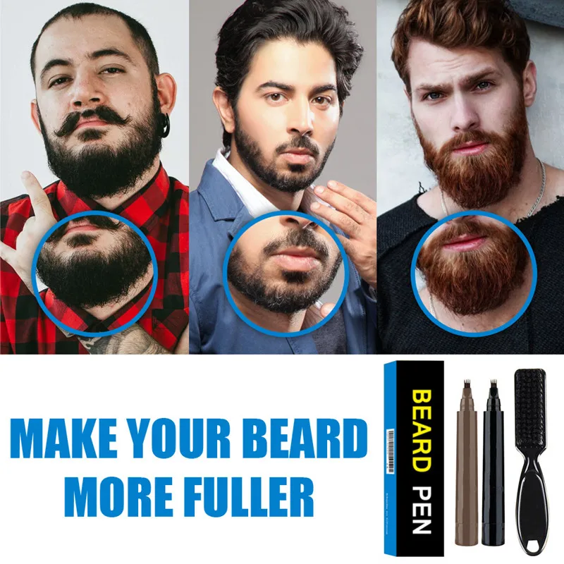 

New Hot sale Beard Pen Beard Filler Pencil And Brush Beard Enhancer Waterproof Moustache Coloring Shaping Tools Hair Pencil
