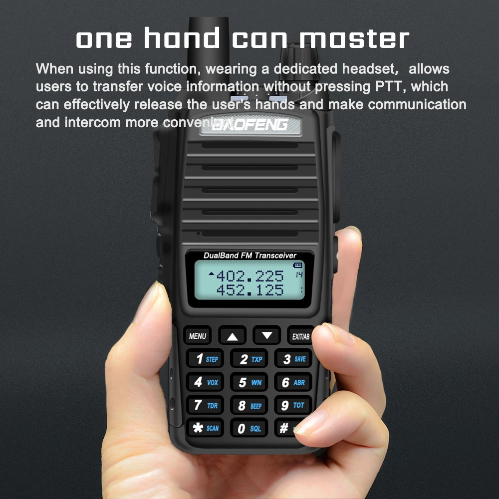 Baofeng UV-82 рация 8 Вт двойной PTT двухстороннее радио 2800 мАч Двухдиапазонный портативный 10 км приемопередатчик UV82 рация CB радио
