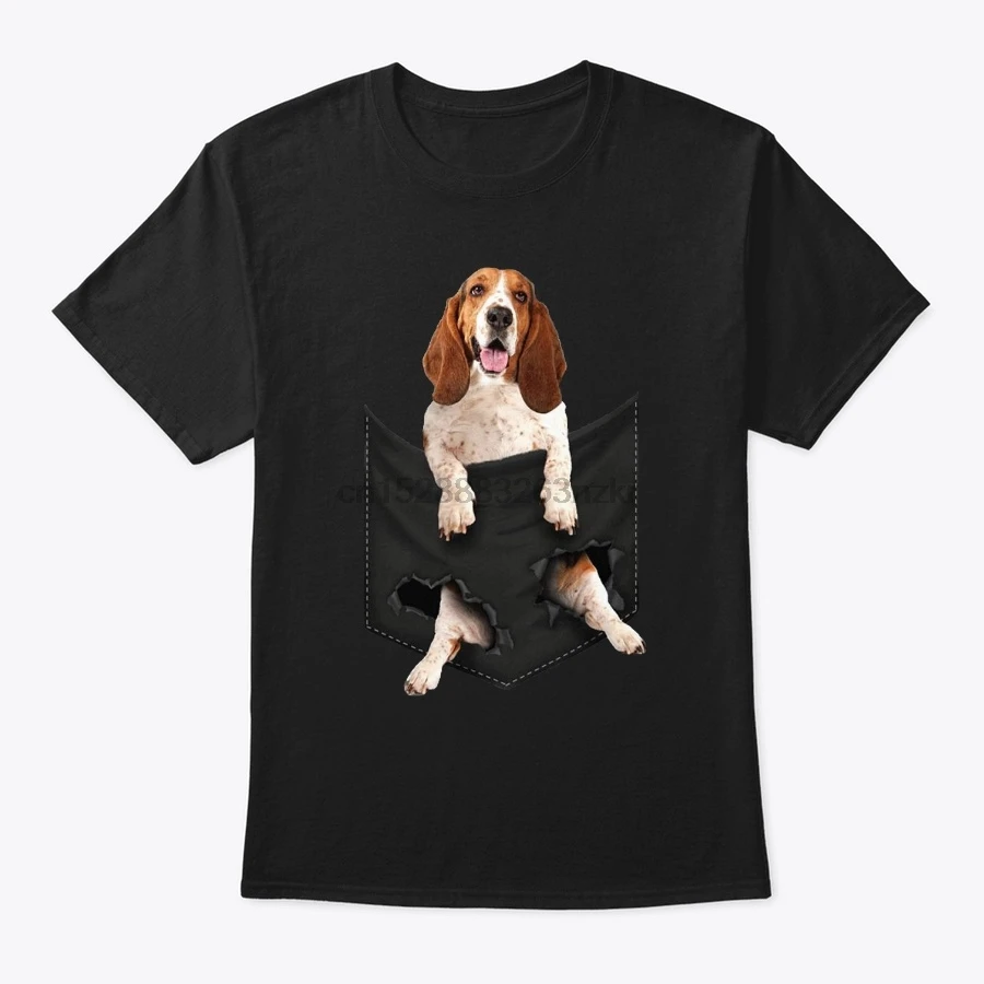 Мужская футболка Basset Hound Pocket Mid для женщин и мужчин|Мужские футболки| |