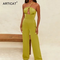 articat summer sexy jumpsuits for women 2021 elegant hollow out backless party wed leg jumpsuit green bodycon club outfits