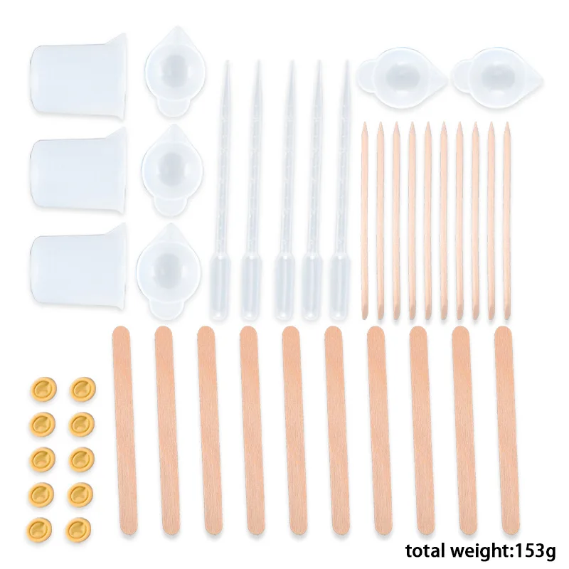 

New 43Pcs Resin Jewelry Making Kit Silicone Mixing Measuring Cups Dropper Stirring Stick UV Resin Mold DIY Casting Jewelry Tools