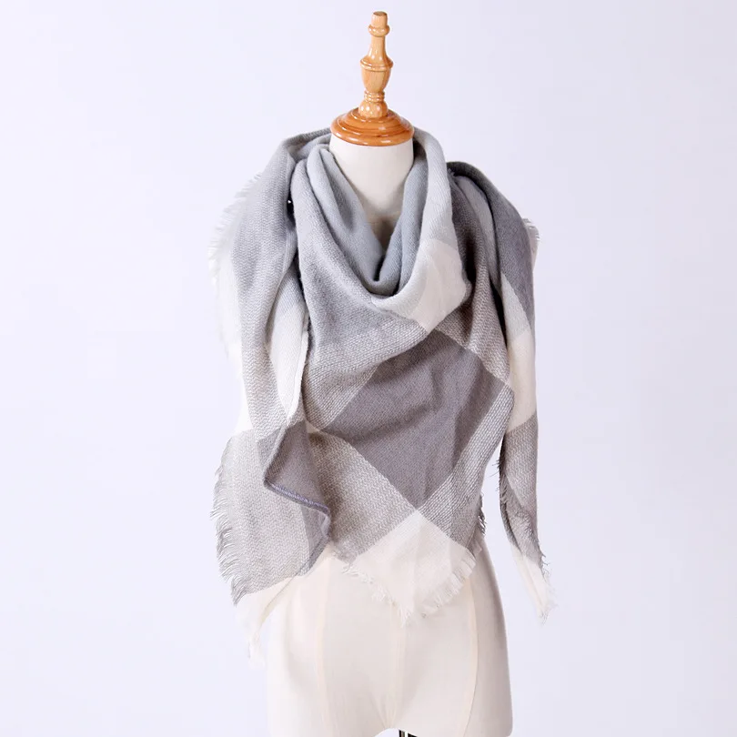 Новый Повседневный треугольный цветной шарф кашемировый классический теплый