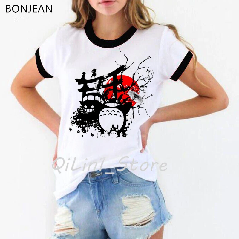 Винтажная Футболка Тоторо Женская кавайная Миядзаки Хаяо забавная мультяшная