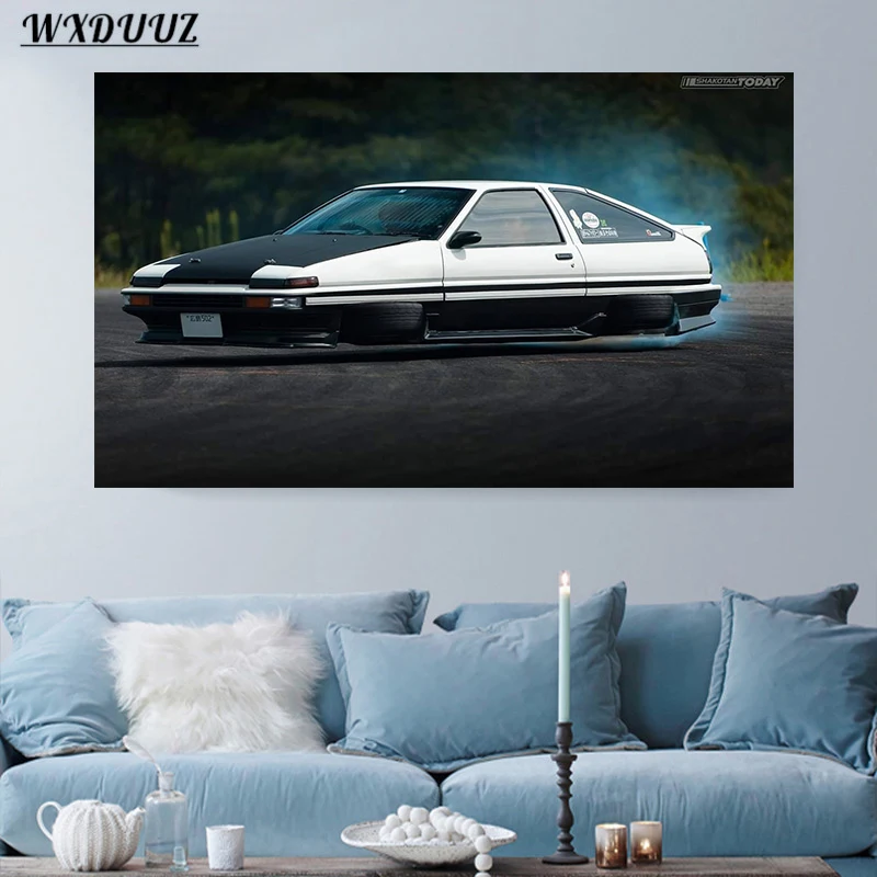 Initial D Poster Anime Drift Car AE86 TAKUMI Painting Wall Art Home Decoration Kawaii Room Decor Quality Canvas Posters | Дом и сад