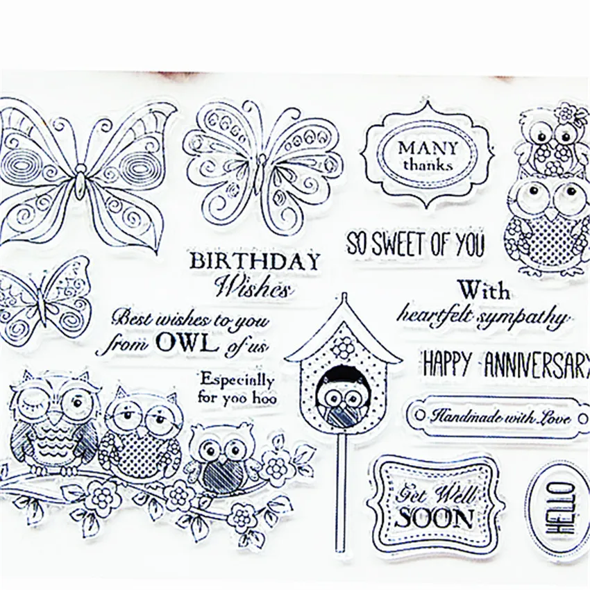 14*18CM Hot sale owl Clear Stamps / Silicone Seals Roller Stamp for DIY scrapbooking photo album/Card Making | Дом и сад