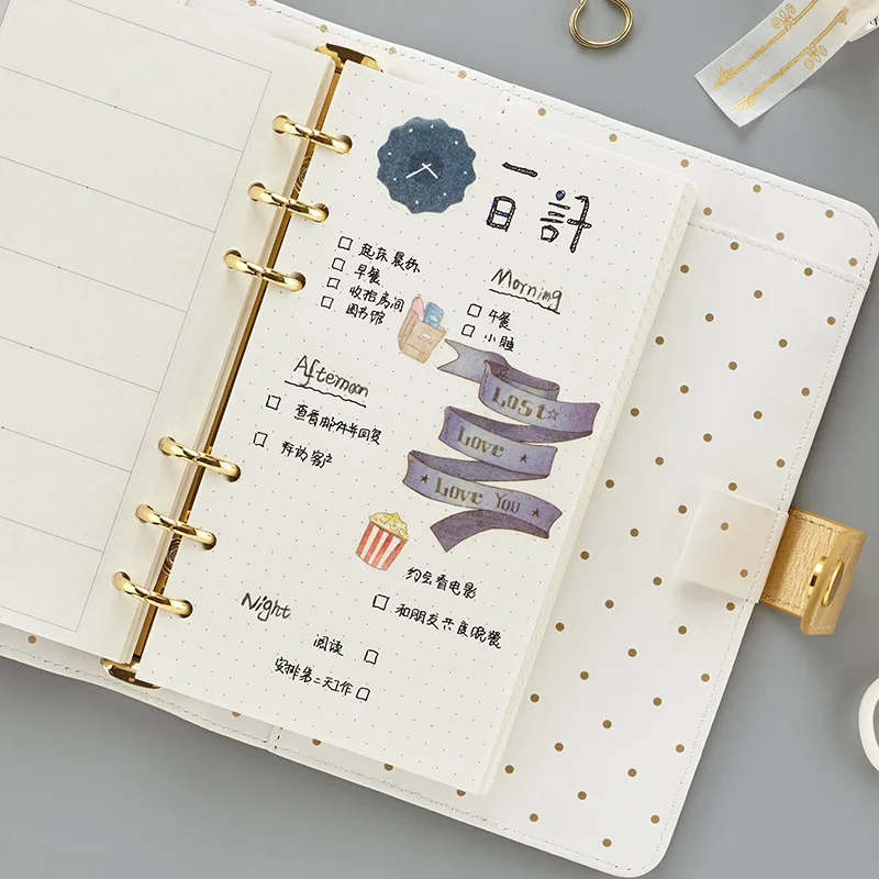 Золотой штамп A6 креативный 2021 планировщик из искусственной кожи 100 бумага