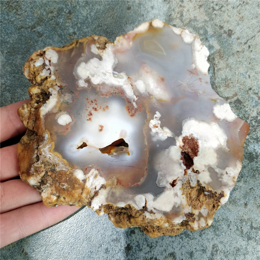 

Natural Rough Raw Cherry Blossom Agate Stone Freeform Crystal Quartz Specimen Reiki Thick Plate Slabs Adornment Furnishing Decor