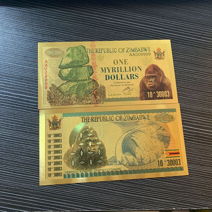 Новый тип банкнот из Зимбабве одна Золотая фольга для банкнот|Золотые банкноты| |