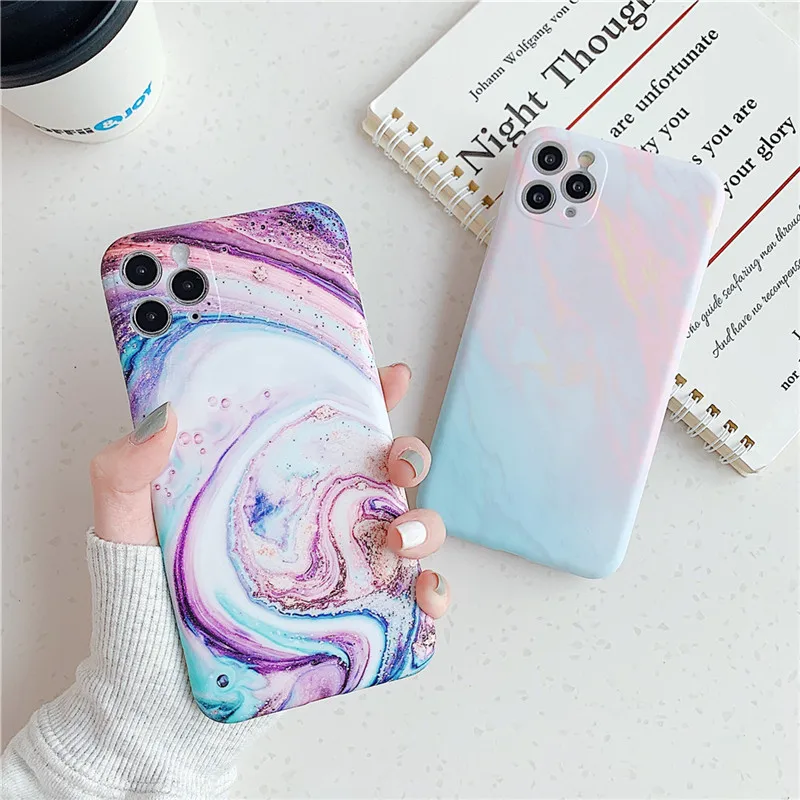 

Ottwn Fashion Matte Marble Texture Stone Phone Case Soft IMD Back Cover