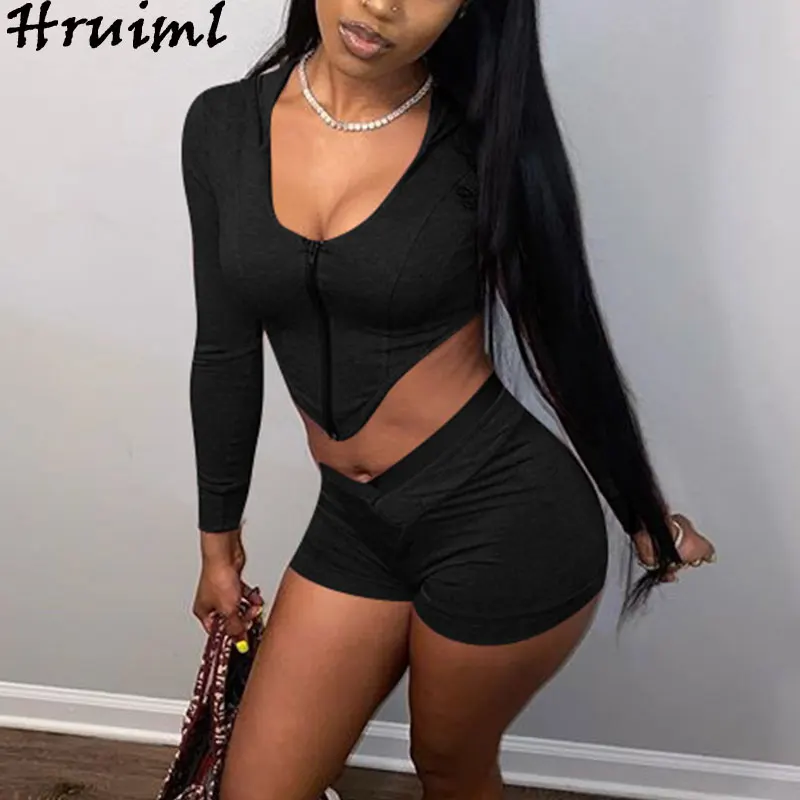 

2 Piece Outfits for Women Pants and Top Autumn Fashion Long Sleeve Lounge Wear Tracksuit Outfits Sweat Suits Biker Shorts Set