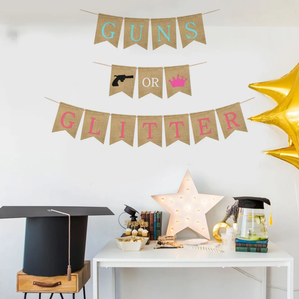 

Baby Gender Reveal Party Supplies Burlap Banner Gender Reveal Theme Bunting Boy or Girl Garland for Party Decoration