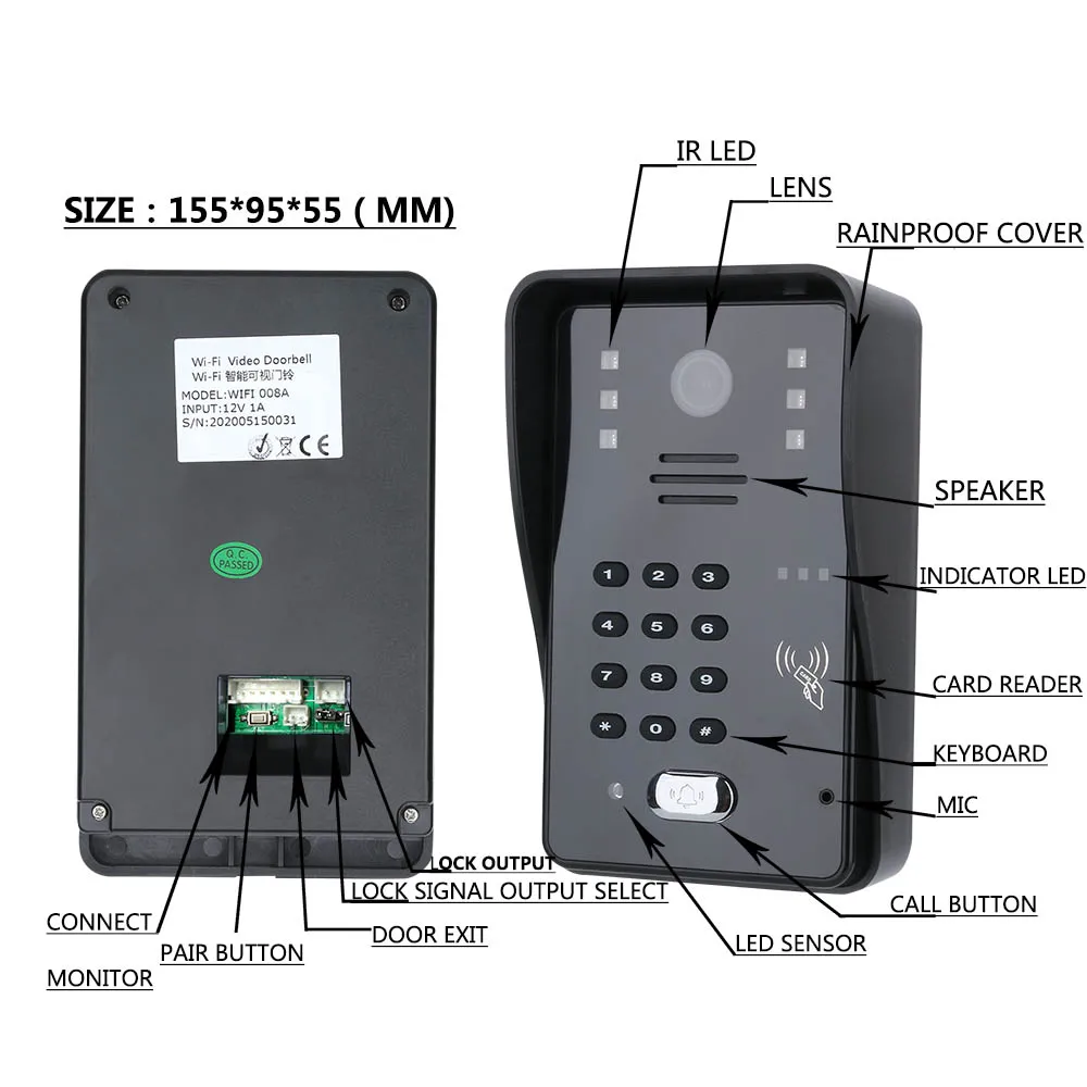 7inch Video Door Phone Intercom Doorbell With RFID Password IR-CUT 1000TV Line Camera Wireless Remote Access Control System enlarge