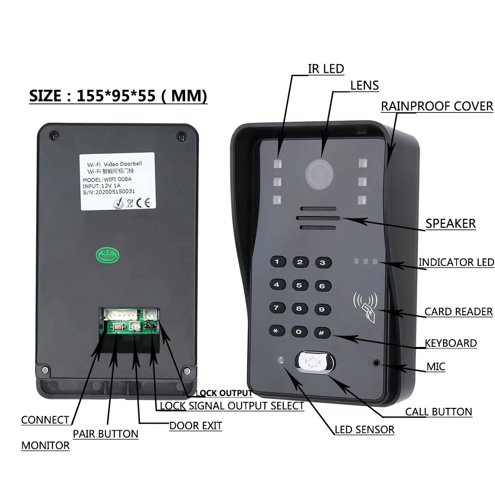 Video Door Phone Intercom Doorbell only RFID Password IR-CUT 1000TV Line Camera | Безопасность и защита