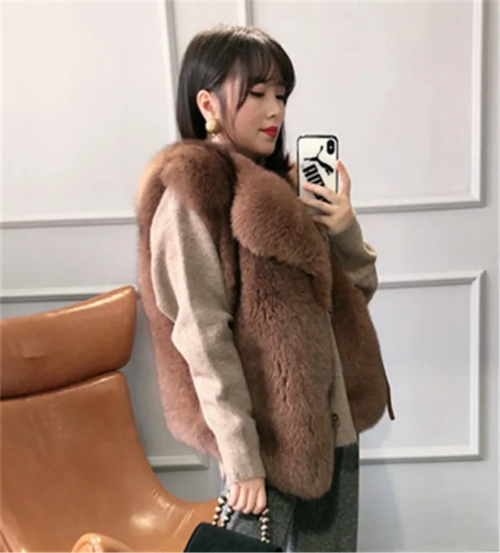 Winterjas dames натуральный Полный Пелт Настоящий Лисий Мех жилет костюм воротник женский натуральный Лисий жилет Зимний Средний Waiscoat