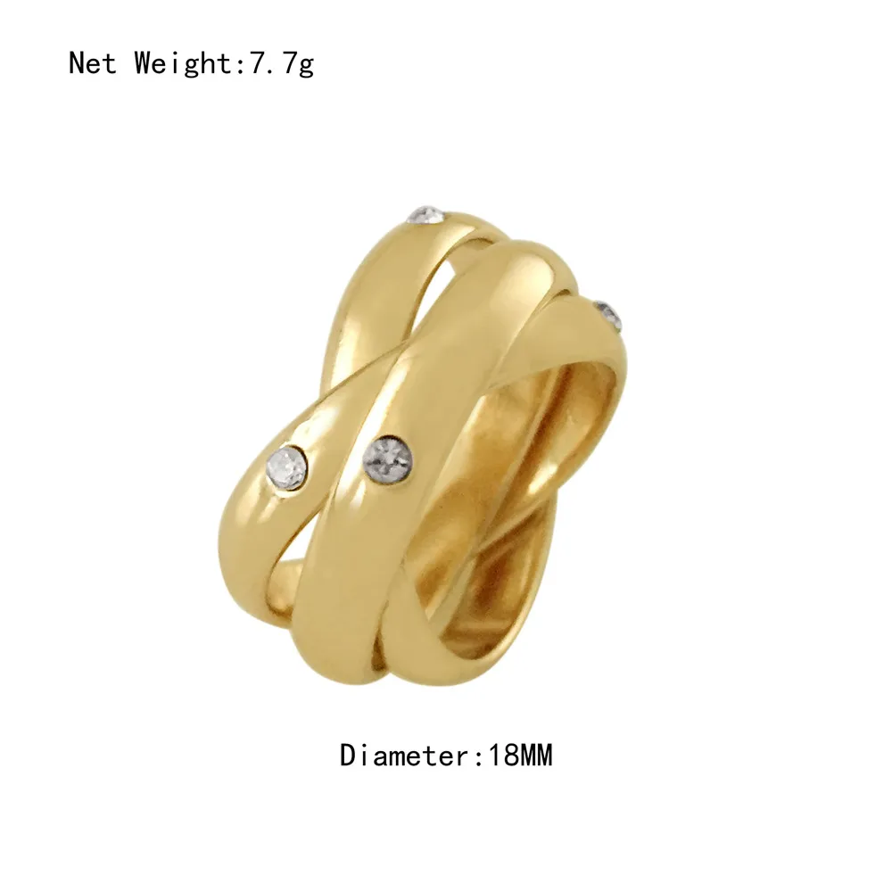 

2020 New Korean Geometric Simple Multi-layer Hollow Cross Gold Shining Metal Minimalist Chunky Rings Women Gifts