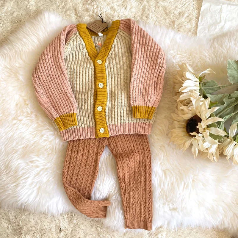 

Оригинальный детский костюм 2021 осень-зима WAWA новый вязаный свитер для девочек вязаные брюки