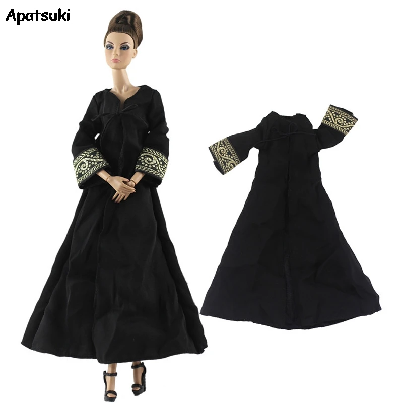 Черные вечерние платья с v образным вырезом для кукол Барби наряды Одежда BJD 1/6