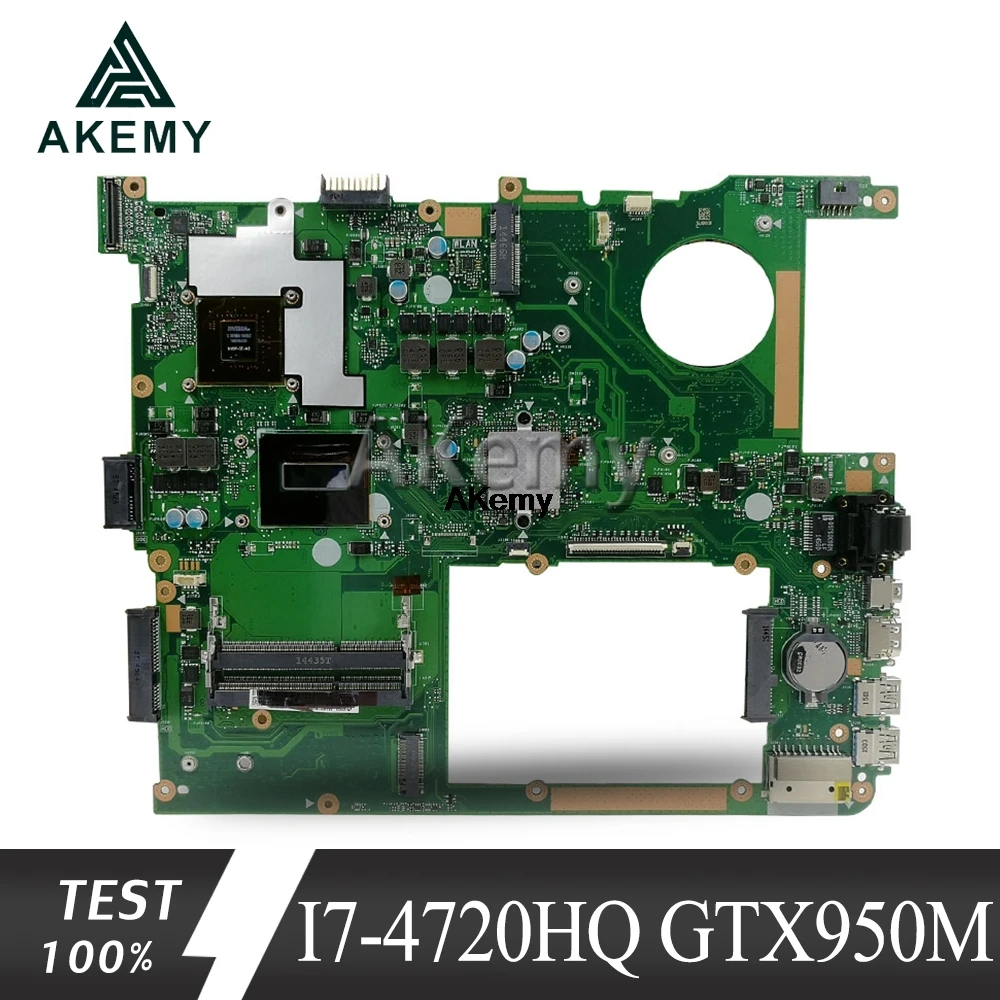 Akemy N751JX материнская плата для ноутбука ASUS N751JX N751JK N751J N751J тест оригинальная материнская плата LVDS/EDP I7-4720HQ GTX950M-4G