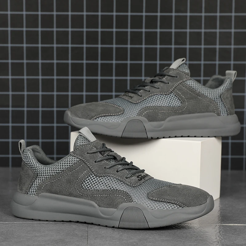 

ALCUBIEREE Summer Air Mesh Shoes Mens High Quality Sneakers Lace-up Sports Footwear Outdoor Breathable Walking Trainers Shoes