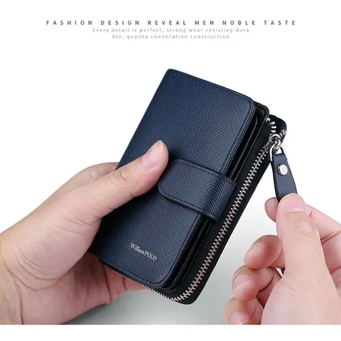 Кожаный мужской кошелек, многофункциональная сумка на молнии для карт, модная визитная карточка, зажим для фото, водительское удостоверение, 2020