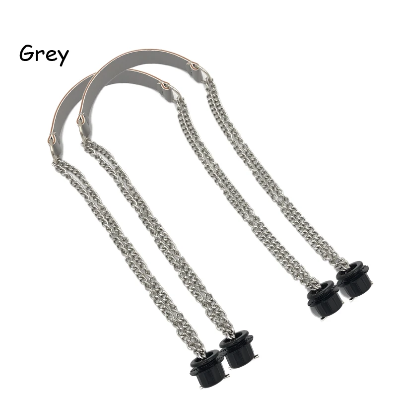 Light Grey 1 пара длинных кожаных полиуретановых цепных ручек серебряных алюминиевых суперволоконных кожаных плоских ручек ручка для Obag O сумка Аксессуары для сумок - Цвет: Light Grey