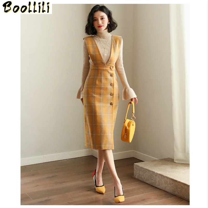 Весенне осенний комплект из двух предметов для женщин корейские модные вязаные