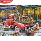 HUACAN 5д Алмазная вышивка рождество собаки Полная площадьКруглый Алмазная мозаика зима декор для дома подарок