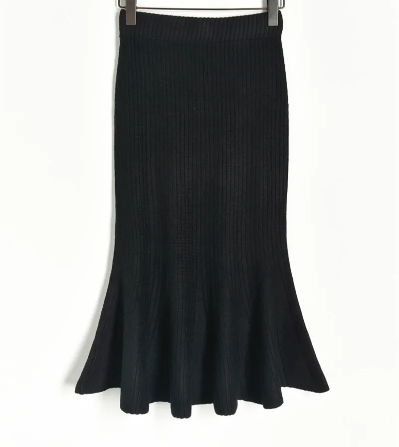 Женская трикотажная юбка-свитер средней длины с высокой талией | одежда