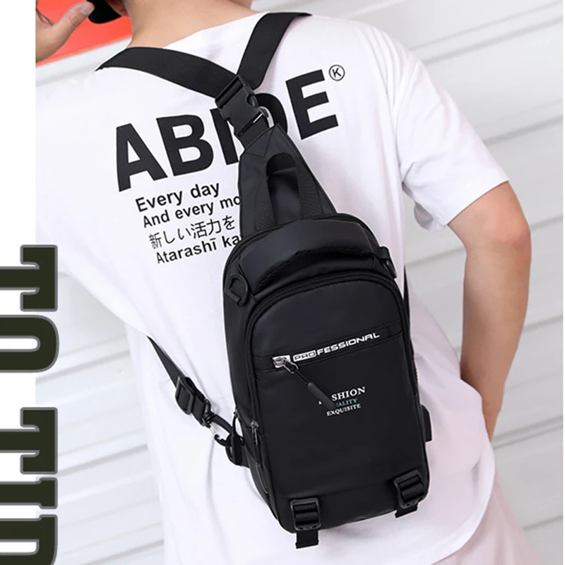 Нейлоновые нагрудные сумки высокого качества мужские через плечо с usb зарядкой