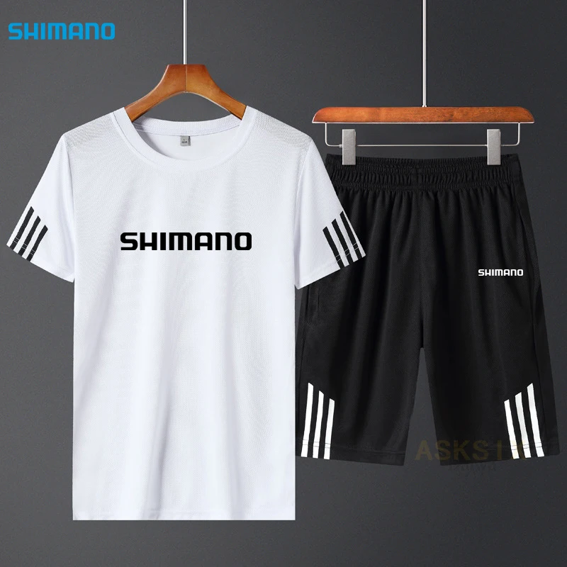 

New Shimanos Summer Thin Fishing Suit Set Men Breathable Quick Dry Daiwa Fishing Clothing Gamakatsu Outdoor Sport T-Shirt Shorts